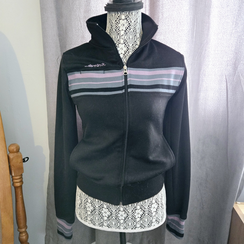 Element Black and Gray Zip Up Jacket with Sporty Stripes